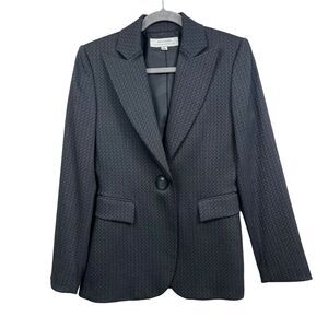 Tahari Arthur‎ S. Levine Womens Blazer One Button Peak Collar Gray Textured Sz 4